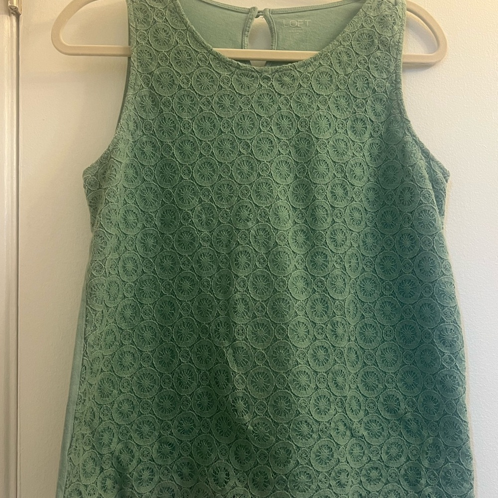 LOFT Mint Lace Sleeveless Blouse